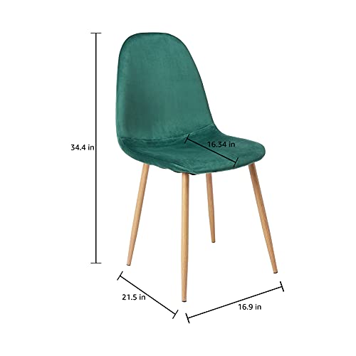 Canglong Kitchen Velvet Cushion Seat, Green Back And Metal Legs, Modern Mid Century Living Room Side Dining Chairs, Set Of 4 #TOP6