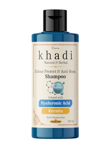 Image of Khadi Colour Protect Anti-Brass Shampoo | With Hyaluronic Acid & Keratin | Frizz-Free, Smooth & Shiny Hair | For Women & Men | Sulfate, SLS & Paraben Free | 420 ml
