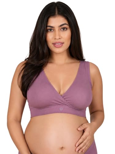 Image of ZELENA Maternity Padded Bra | Removable Cups, Broad Waistband | Soft Stretchable Modal Fabric | Easy Pull Nursing Bra for Pregnancy and Breastfeeding