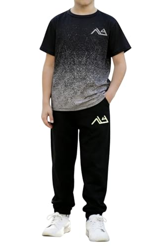 Image of Boys Clothes Gradient T-Shirt Jogger Pants Set 8-13 Years Casual Sportswear Summer Outfit Set