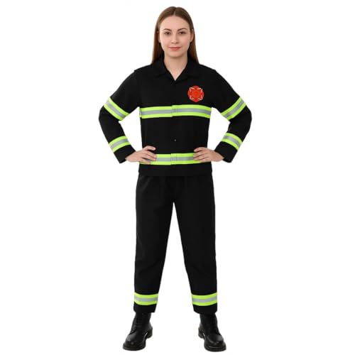 Costume de pompier pour femme - Uniforme de pompier avec détails réfléchissants - Déguisement pour enterrement de vie de jeune fille, Halloween et jeu de...