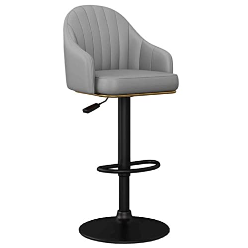 Taburete de bar ajustable Silla giratoria de 360 ​​°, asiento de cuero de PU con respaldo y reposapiés en forma de media luna, taburete de bar de recepción de cocina para el hogar, altura 61-81 cm
