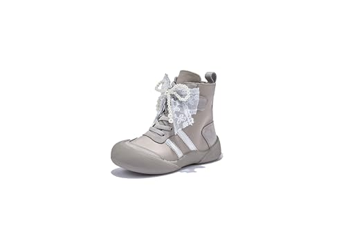 Girls Pearl Lace Combat Boots, High Top Side Zip, Available in Gray, Pink, Black,