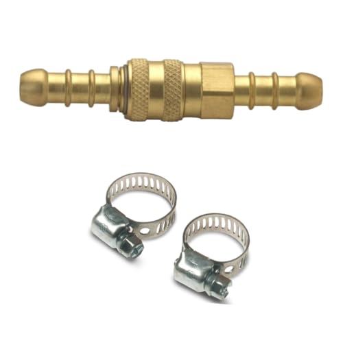 JD Brands - JD Brands Quick Release Gas Coupling Nozzle 8mm x 8mm – Brass Inline Hose Connector for Propane & Butane – Ideal for BBQs, Camping Stoves, Patio Heaters & Outdoor Cooking (With Clips)