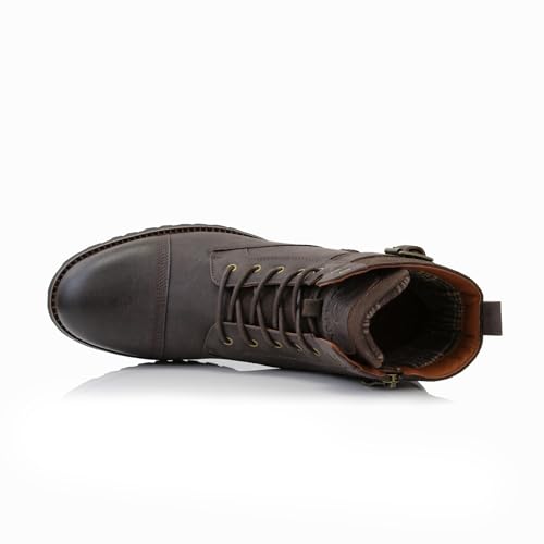 Image of Polar Fox Men's Military Style Combat Boot Collection | Men's Cap Toe Ankle Boots with Lace-Up & Side Zipper