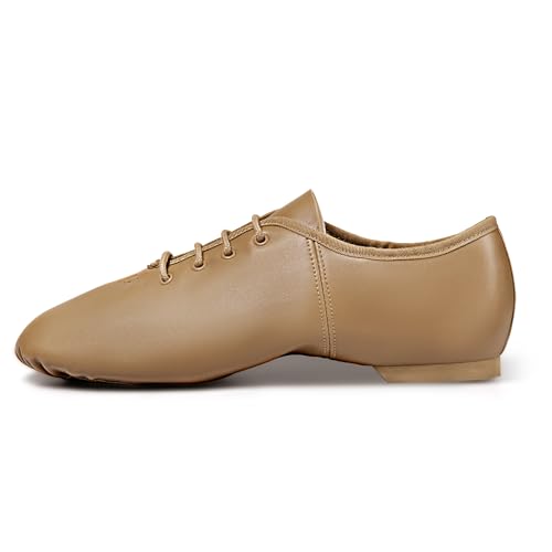 Image of Linodes Leather Lace Up Unisex Jazz Shoe for Women and Men's Dance Shoes