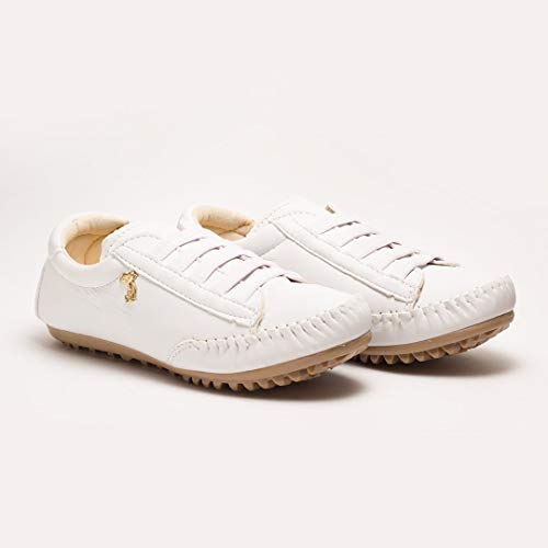 Tênis Mocassim Feminino Couro Ecológico Coleção Primavera/Verão (37, Branco)