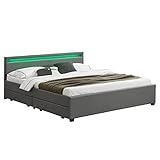 ✔ Trendiges Bettgestell: Das elegante Polsterbett grau mit 180 × 200 cm großer Liegefläche in eleganter Lederoptik ist eine wahre Schlafoase für Paare und Eheleute.