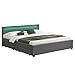 Produktbild Juskys Polsterbett Lyon 180 x 200 cm mit Bettkasten, LED Beleuchtung, Lattenrost & Kunstleder, grau, Bett Bettgestell Doppelbett Ehebett