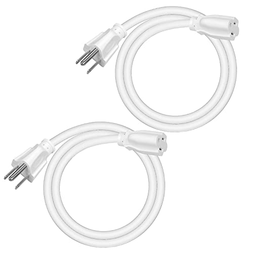 DEWENWILS Extension Cord 3ft Christmas, 14/3 SJTW Weatherproof Power Cable for Indoor Outdoor Use, 3 Prong Heavy Duty Power Cord, NEMA 5-15P to NEMA 5-15R, Black, ETL Listed, 2 Pack Black 3F