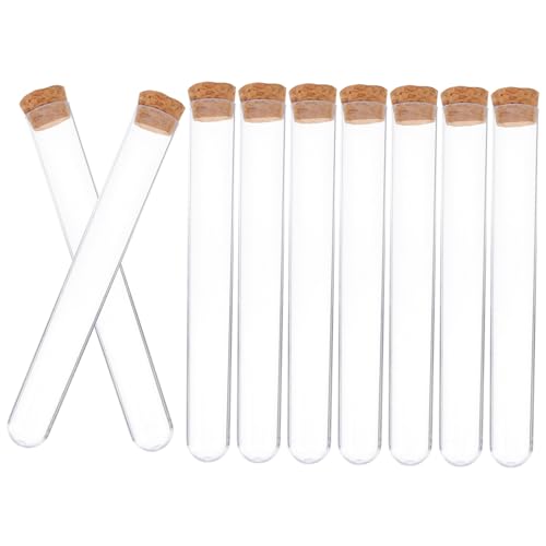 Ciieeo 25pcs 20x150mm Test Tube Cork Stopper Plastic Sample Storage Tubes Test Lab Tube