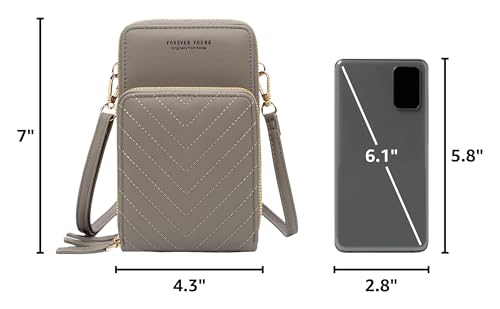 Image of myfriday Small Cell Phone Crossbody Bag, Multi-pocket & 6 Card Slots | 6 card slots, multi-pocket zipper layout and soft synthetic leather keep phone, lipstick, coins and keys ready outdoors