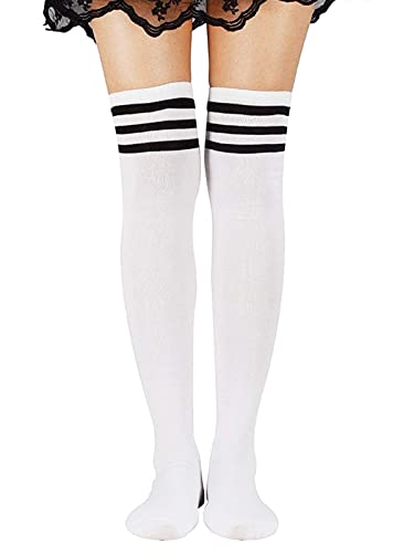 Image of Azue Women Non Slip Thigh High Socks Fashion Tube Stockings above Knee Cosplay Socks
