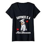 Photo Gallery donna miniatura schnauzer dog happiness è un mini regalo schnauzer maglietta con collo a v Photo Gallery donna miniatura schnauzer dog happiness è un mini regalo schnauzer maglietta con collo a v