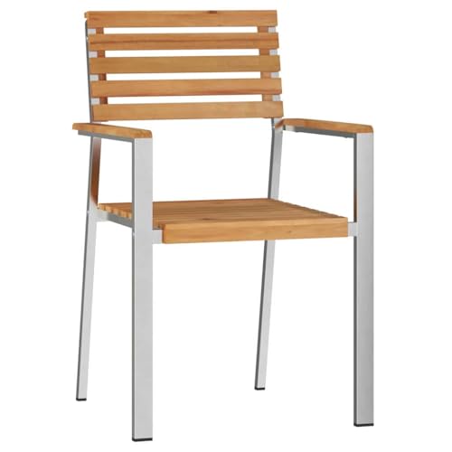 Chaise de jardin en teck massif et fauteuil extérieur inox - 2