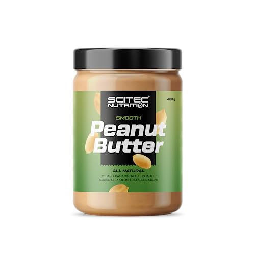 Scitec Nutrition Peanut Butter, Beurre de cacahuètes crémeux, vegan, source de protéines, sans sucre ajouté, sans huile de palme, 400 g, Smooth