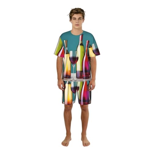 Pyjama court homme cocktail ensemble de nuit manches courtes et short léger