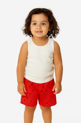 Image of ICEDIVE Girls Printed Cotton Shorts Pack of 3 | Regular Fit Multicolour Bottoms | Soft & Stretchable Fabric | Comfortable for All-Day Use | Perfect for Play & Casual Wear