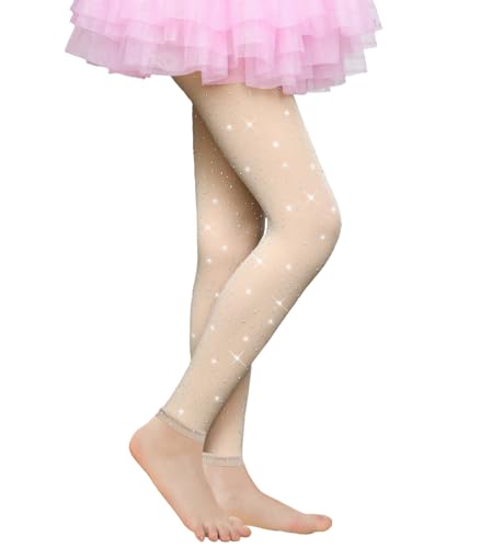 Image of VINICUNCA Girls Sparkle Rhinestone Tights Ultra-Soft Footed Dance Stockings Cospaly Accessories