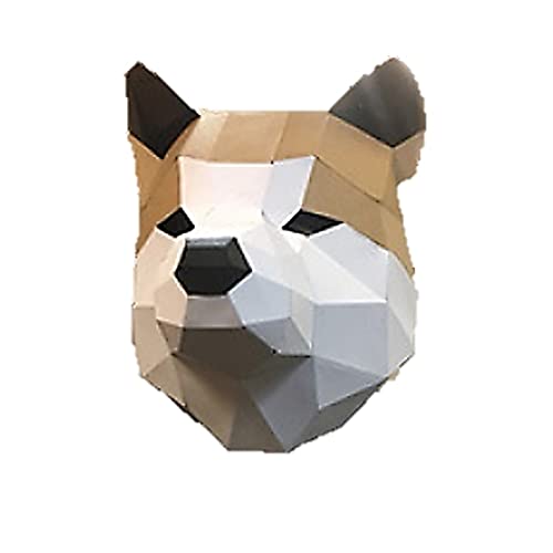 (ST TS) お面 仮面 動物 アニマル ペーパークラフト ハロウィン パーティー コスプレ 仮装 インスタ リモート (05 イヌ)