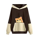 MICKURY Kaschmir Pullover Pulli Oversize Mike Singer Pullover Pullover fledermausärmel märz Pullover Damen Pullover Jacke Pullover mit Bluse Pullover über Kleid Pullover flauschig(E-Kaffee,XL)