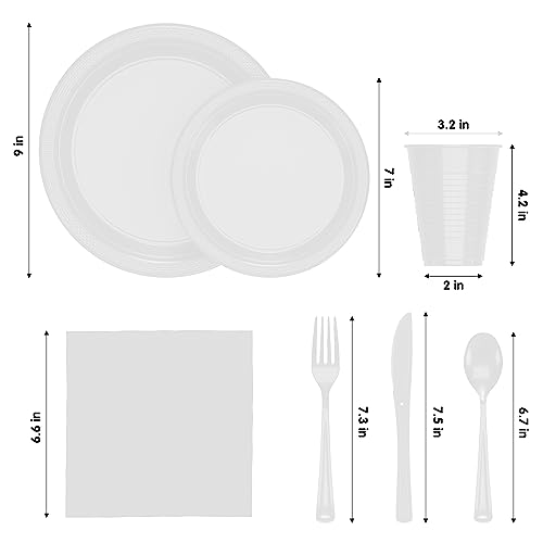 Image of Exquisite 182 Pcs White Plates and Napkins Party Supplies Plate Sets