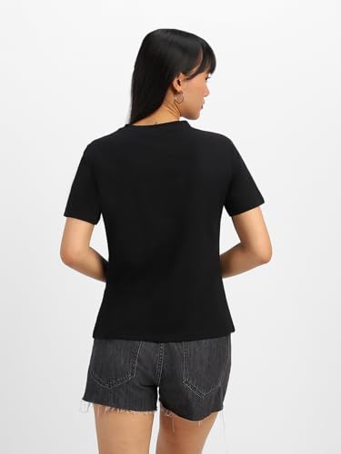 Image of JUNEBERRY Cotton Lycra Regular Fit V- Neck Solid Core Half Sleeves T-Shirt for Women & Girls (Colors Available: Black, Green, Magenta, Blue, Orange & Limeade)