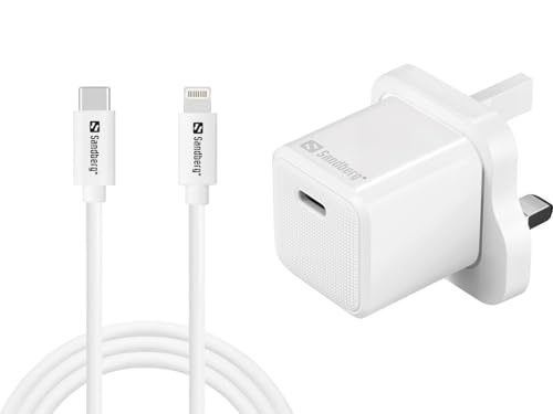 Sandberg Chargeur USB-C AC 20 W UK + Lightning 1M USB-C 20 W, 441-64 (Lightning 1M USB-C 20 W Chargeur UK + Lightning)
