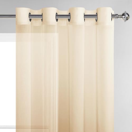 Cortinas transparentes degradadas de lino sintético con ojales para ventana de salón 2 paneles 52x96 6