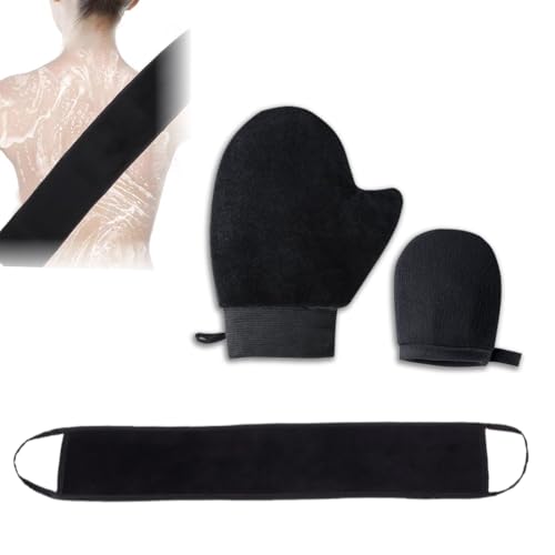 LAKJUOZ 3 Piezas Guante Autobronceador Corporal,Tira Trasera Negra, Doble Cara Manopla Autobronceador Mitt Para Crema Autobronceadora Cuerpo Y Acelerador Potenciador Bronceado (Negro)