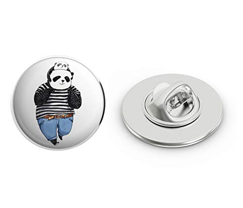 BRK Studio Cute Adorable Father and Baby Panda Bear Cartoon - Piggyback Ride Round Metal 0.75