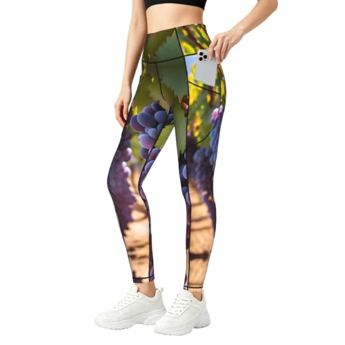 Pantalones de yoga para mujer Desert Grapes con cintura alta y bolsillo práctico para gimnasio