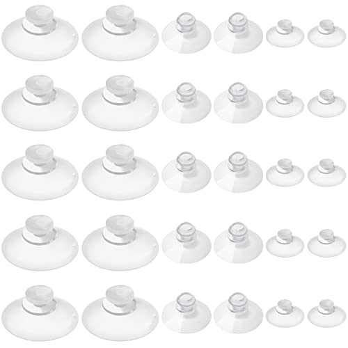 LuluEasy 30 Pieces 3 Sizes Clear Suction Cups for Glass, Without Hooks, Plastic Sucker for Home Organization Festival Decoration Window, Assorted Sizes 0.8 inch + 1.2 inch + 2.2 inch