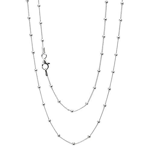 Collar de Cadena de Plata para Mujeres y Niñas | Fina Collar de Cadena de Plata con Cuentas, Collar de Capas Apiladas - 48CM
