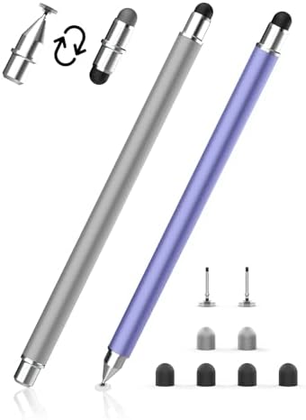 MEKO 3-in-1 Tablet Stift mit Faser/Gummi/Disc Spitzen für Tablets & Handys | Magnetisch austauschbare Spitzen, Stift für iPhone/iPad/Pro/Mini/Air/Samsung/Huawei/Xiaomi/Chromebook,