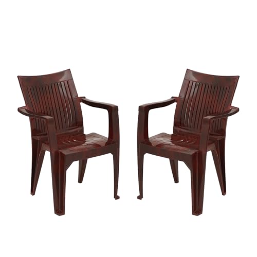Image of Nilkamal CHR2209 Plastic Mid Back Chair |Set of 2|Stackable Chair|for Home, Dining Room, Bedroom, Kitchen, Living Room, Office, Outdoor, Garden |Rose Wood