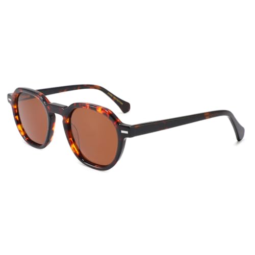 Lunettes de soleil en acétate pur polyvalent à monture polygonale