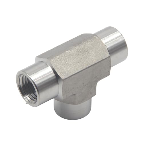 Image of HFS(R) 2PCS /PAK 3 /8 inch NPT Female 3 Way Tee, 304 Stainless Steel Forged Pipe Fitting Street Tee (3 /8 inch FNPT, 2PCS)