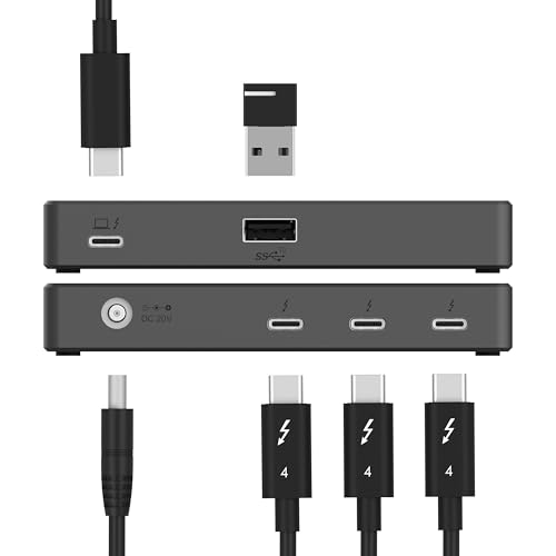 SABRENT Thunderbolt 4 Hub con Carga de 60W para portátiles, USB-C Dock, admite 2X monitores 4K 60Hz o 1x Monitor 4K 144Hz, 5K/6K/8K@60Hz (DSC),Cable TB4 Certificado de 15,7' Incluido (HB-TBT4)