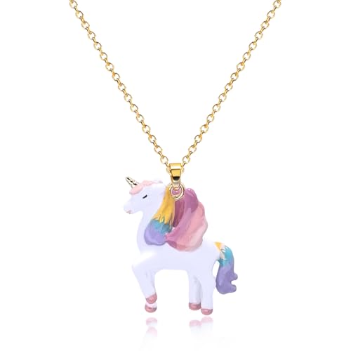 Unicorn Necklace Gift for Girls Daughter Handmade Enamel Rainbow Pegasus Pendant Unicorn Necklace for Girl ​Teens Little Girl Jewelry Birthday Gift Christmas Gifts