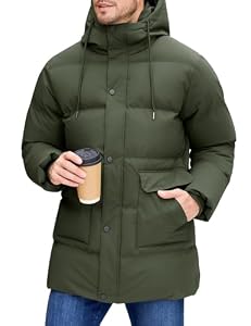 Xnova Winterjacke Herren Steppjacke Winddicht Wasserabweisend Grün,L