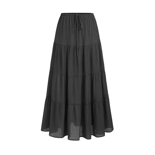 Pleated Long Skirts for Women Casual Elastic High Waisted Length Casual Skirt for Holiday