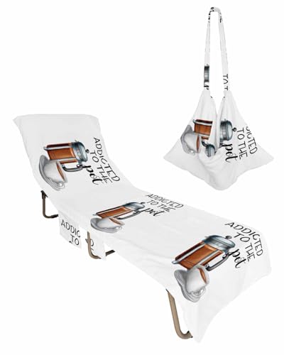 Coffee Beach Lounge Chair Towel Cover, Soft Chaise Lounge Towel with Side Pockets Patio Pool Chairs Cover for Beach/Pool Sunbathing 29x85 Brown Coffee Farmhouse