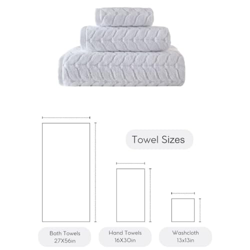 BAGNO MILANO Turkish Bath Towels, Soft Plush Luxury Bath Towels, Quick Dry Towel Set (White, 3 pcs Towel Set)