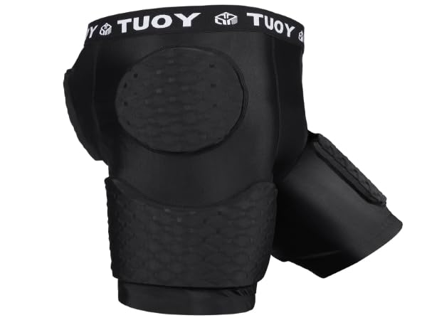 Eicolorte Padded Compression Shorts Protective Gear Guard Impact Pad 3D EVA Hip Butt and Tailbone Protection Short Pants Crash Pads for Skating Skiing Snowboard Football Baseball(Black,M)