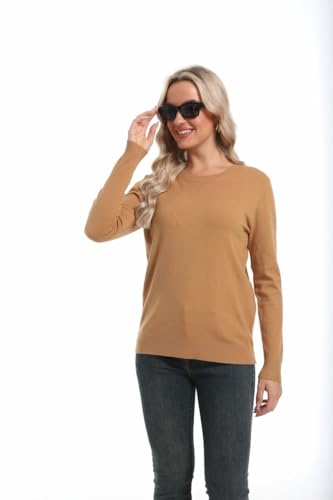 RQB Women's Camel Black Crewneck Sweater, Long Sleeve4