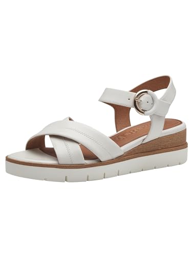 Tamaris Damen Plateau Sandalen Leder Sommer; WHITE LEATHER/weiß; 39 EU