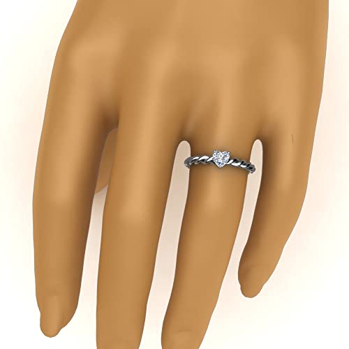 Image of 55Carat Choose Your Gemstone Twisted Solitaire Braided Ring Sterling Silver Heart Shape Solitaire Engagement Rings Ornaments Surprise for Wife Symbol of Love Clarity Comfortable US Size 4 to 12