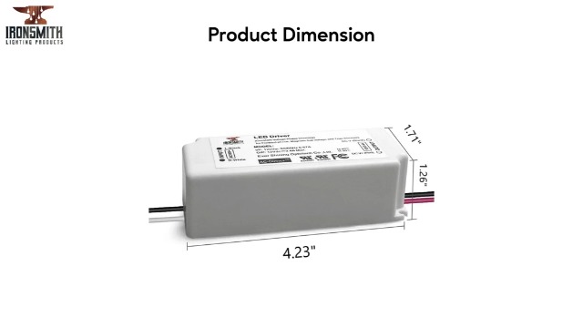 Image of Ironsmith Lighting Products LED Driver with Triac Dimming Transformer - Efficient 120 Volts to 24 Volts 40 Watt Input, Dimmable from 100% to 1% - Corded Electric
