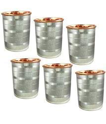 K K Traders KK Once Copper Steel Copper drinkware Glasses Set of 6